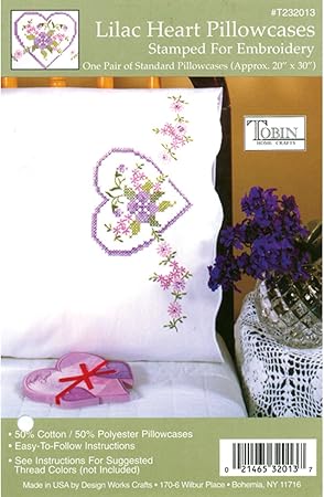 Tobin Stamped Pillowcases, Lilac Hearts, 20