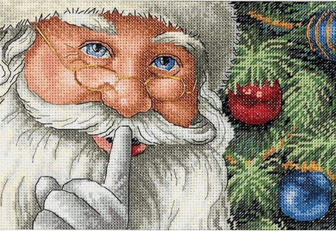 Dimensions Gold Collection Counted Cross Stitch Kit, Santa's Secret Christmas Cross Stitch, 18 Count White Aida, 7'' x 5'