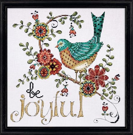 Tobin DW2789 Heartfelt be Joyful Counted Cross Stitch Kit, 10 by 10-Inch, 14 Count