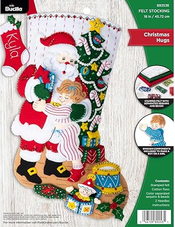 Bucilla Hugs, Felt Applique Christmas Stocking Kit, 18