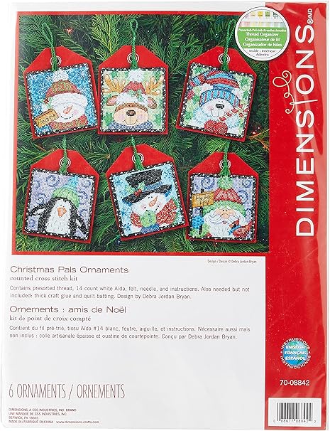 Dimensions Counted Cross Stitch Christmas Pals Ornament Kit, 6 pcs