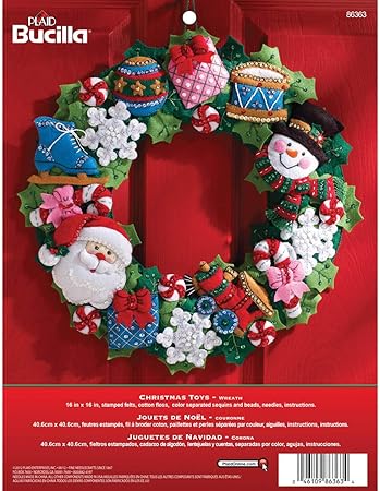 Bucilla Felt Applique Wall Hanging Wreath Kit, 15 by 15-Inch, 86363 Christmas Toys