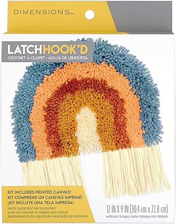 Dimensions 72-76381 Colorful Rainbow Beginner Latch Hook Kit with Fringe, 12