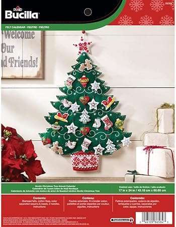 Bucilla Felt Applique Advent Calendar Kit, 17 by 24-Inch, Nordic Tree