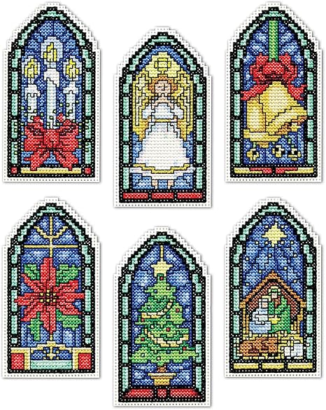 Design Works Crafts Stained Glass Counted Cross Stitch Ornament Kit, White