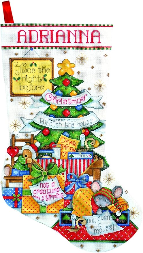 Design Works Crafts Sleepy Mouse Counted Cross Stitch Stocking Kit, Multi, Pest Repeller v.323