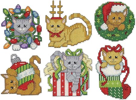 Design Works Crafts Kittens Counted Cross Stitch Ornament Kit, Various, (Christmas)