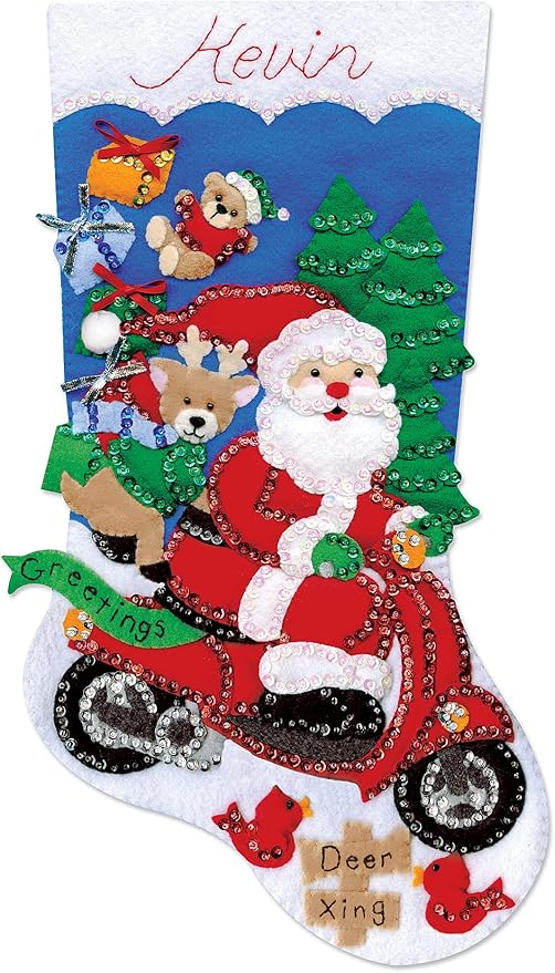 Tobin Scooter Santa Felt Stocking Kit, 18