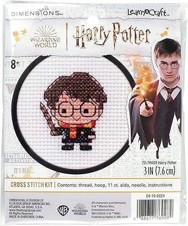 Dimensions 72-76928 Chibi Harry Potter Beginner's Counted Cross Stitch Kit, 3