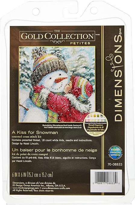 Dimensions 'A Kiss for Snowman' Counted Cross Stitch Kit, 18 Count White Aida, 6