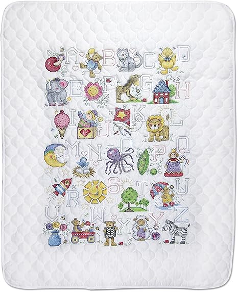 Design Works Crafts Janlynn Stamped for Cross Stitch Baby Quilt Kit, ABC Fun, by The Yard