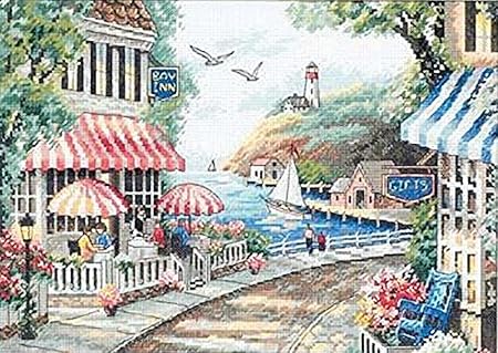 Dimensions 'Café by The Sea' Counted Cross Stitch Kit, 14 Count White Aida, 14