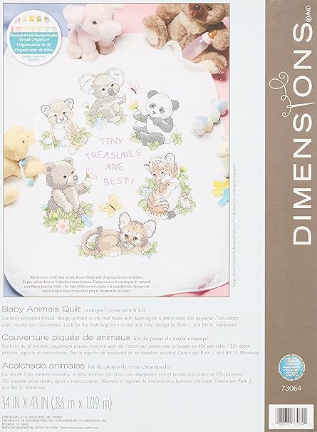 Dimensions Stamped Cross Stitch 'Tiny Treasures' DIY Baby Quilt Kit, 34