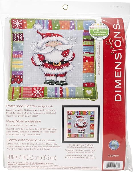 Dimensions Needlepoint Kit, Patterned Santa Claus Christmas Needlepoint, 14'' x 14''