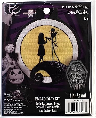 Dimensions 72-76927 Disney Tim Burton's The Nightmare Before Christmas Silhouette Mini Beginner's Embroidery Kit, 3