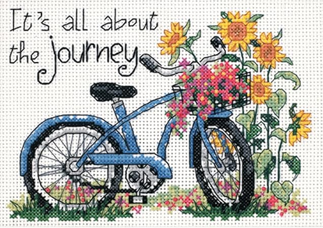 Dimensions 'The Journey' Bicycle Counted Cross Stitch Kit, 14 Count White Aida, 7