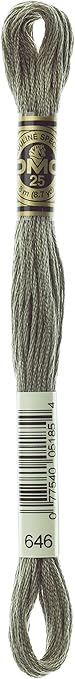 DMC 117-646 Six Stranded Cotton Embroidery Floss, Dark Beaver Gray, 8.7-Yard