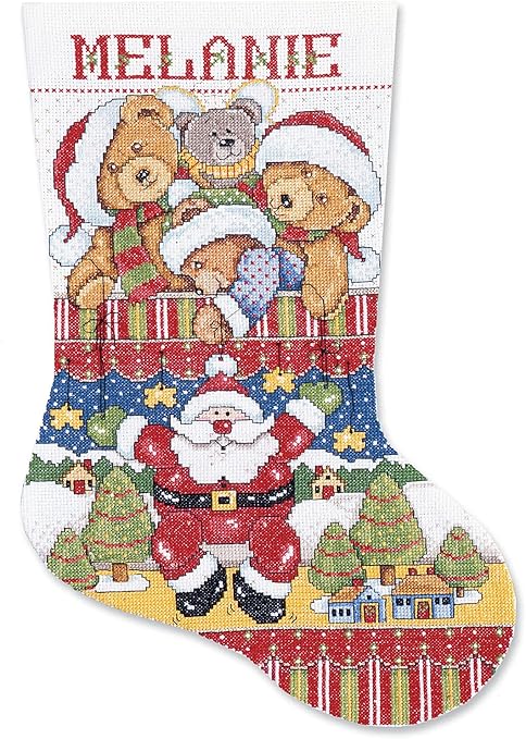 Design Works Crafts Santa Puppet Counted Cross Stitch Stocking Kit, Multicolored