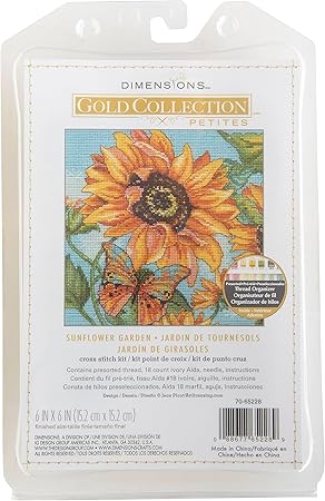 Dimensions 70-65228 Gold Petite Sunflower Garden Counted Cross Stitch Kit, 6