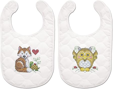 Design Works Crafts Janlynn Stamped for Cross Stitch Bib Kit, Baby's Forest, Small