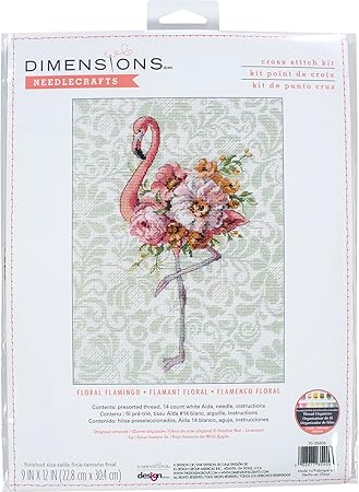 Dimensions Floral Flamingo Animal Counted Cross Stitch Set, 9