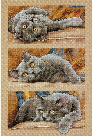 Dimensions 70-35301 Max the Cat Counted Cross Stitch Kit, 14 Count Beige Aida, 10