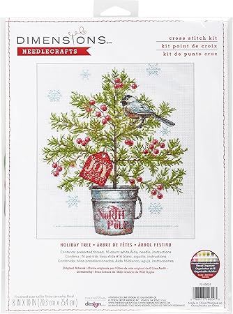 Dimensions 70-09624 Holiday Tree Christmas Counted Cross Stitch Kit, 8