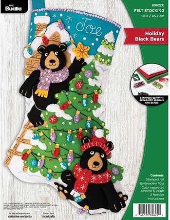 Bucilla, Holiday Black Bears, Felt Applique 18