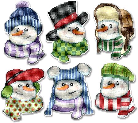 Design Works Crafts Snowmen in Hats Counted Cross Stitch Ornament Kit, Various (Holiday/Christmas)