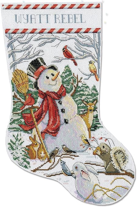 Design Works Crafts Woodland Snowman Counted Cross Stitch Stocking Kit