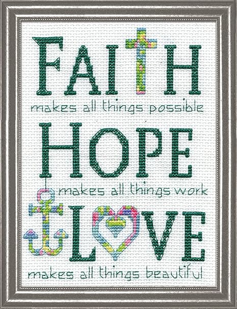 Design Works Crafts Cross Stitch Kit, Faith (14 Count)