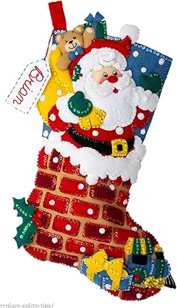 Bucilla Felt Applique Stocking Kit, Jolly Chimney Santa 18