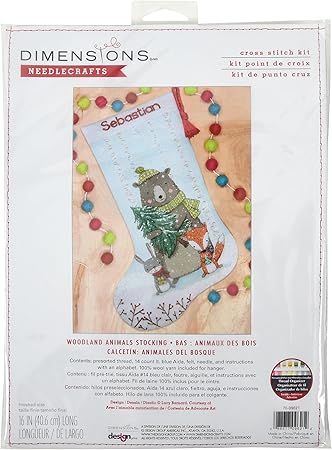 Dimensions 70-09621 Woodland Animals Stocking Counted Cross Stitch Kit, 16