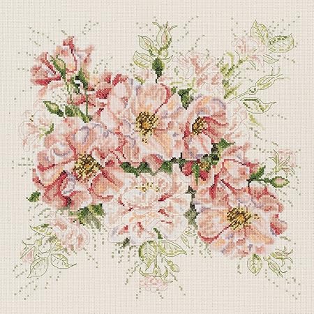 Janlynn 106-0057 14 Count Garden Roses Counted Cross Stitch Kit, 13 by 13-Inch, Pink