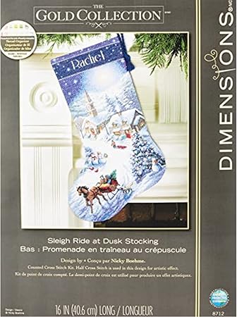 Dimensions Counted Cross Stitch 'Ride at Dusk' Personalized Christmas Stocking Kit, 16 Count Dove Grey Aida, 16''