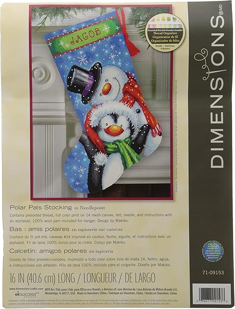 Dimensions Crafts Needlecrafts Needlepoint Stocking Kit, Polar Pals