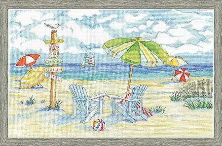 Design Works Crafts Inc. 2862 Beach Signs, 11'' x 18' Counted Cross Stitch Kit, 11