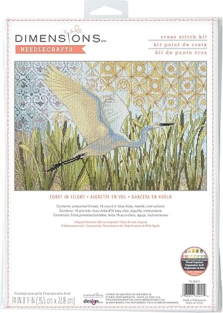 Dimensions 70-35411 Egret in Flight Counted Cross Stitch Kit for Beginners, 14