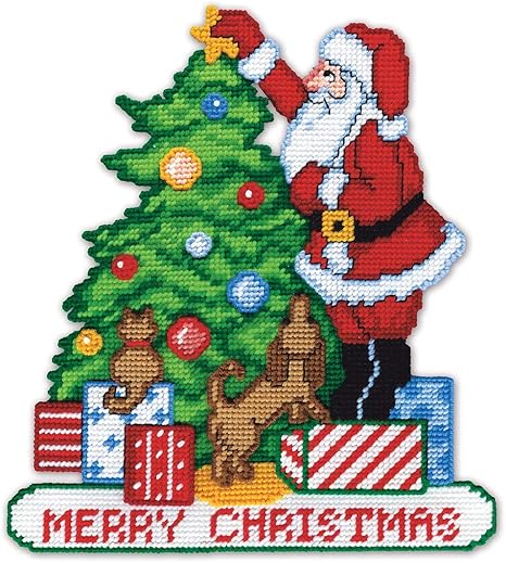 Design Works Crafts Santa Decorating Tree Plastic Canvas Kit