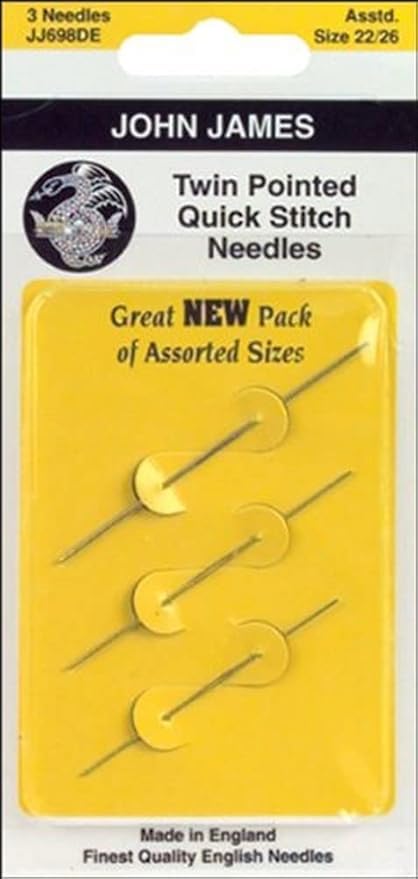 Colonial Needle Twin Pointed Quick Stitch Tapestry Hand Needles, Size 24, 3-Pack