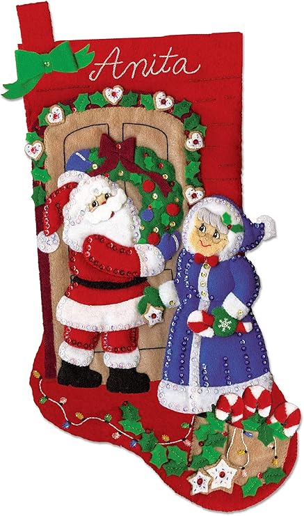 Design Works Crafts Mr & Mrs Claus Felt Stocking Kit, by The Yard