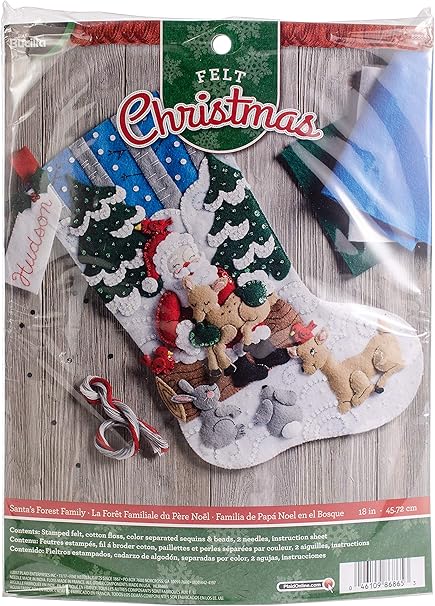 Bucilla Santa's Forest Family Kit Stocking, multi