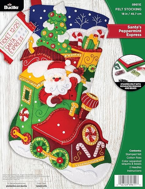 Bucilla, Santa's Peppermint Express, Felt Applique 18