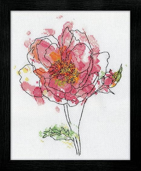 Design Works Crafts Pink Floral, 8 x 10 Counted Cross Stitch Kit, Multi-colour