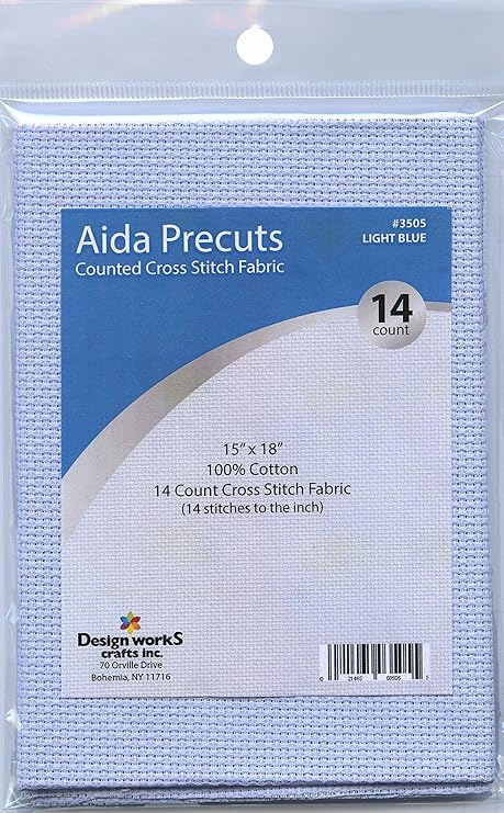 Design Works Crafts 14 Counted Cross Stitch-Light Pre-Cut Aida Fabric, Blue,Gold