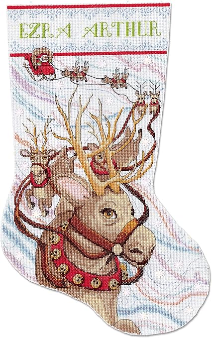 Design Works Crafts Reindeer Ride Counted Cross Stitch Stocking Kit