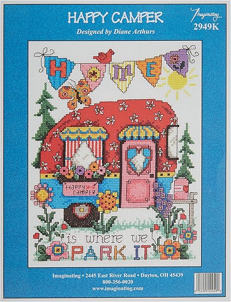 M & R Technologies Happy Camper Counted Cross Stitch Kit, multi-colored