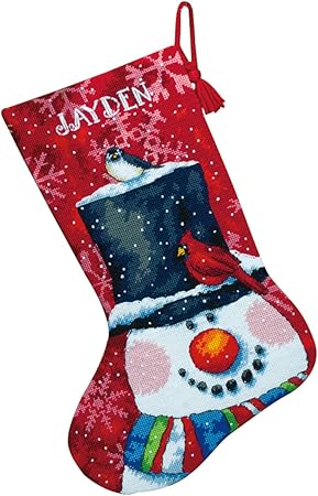 Dimensions Needlepoint Snowman and Friends Personalized Christmas Stocking Kit, Printed 12 Mesh Canvas, 16''