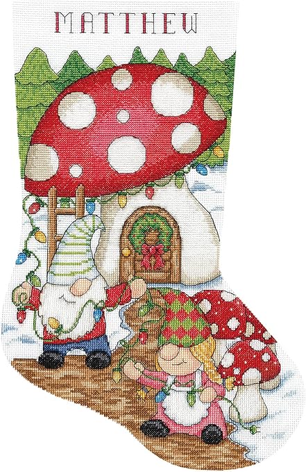 Design Works Crafts Gnomes Counted Cross Stitch Stocking Kit, White, by The Yard