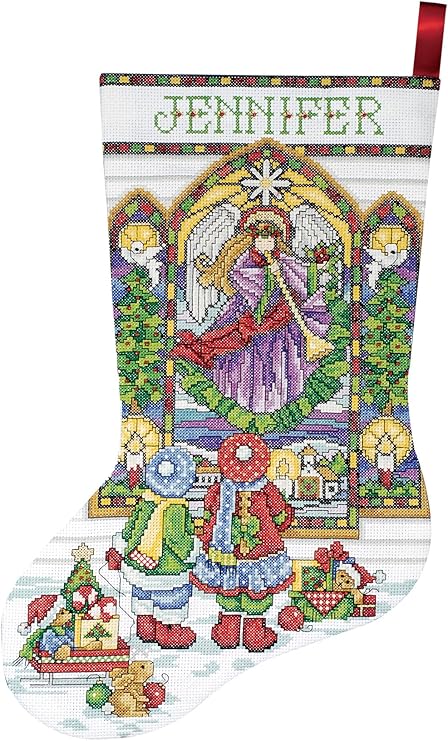 Tobin Stained Glass Cross Stitch Stocking Kit, 17